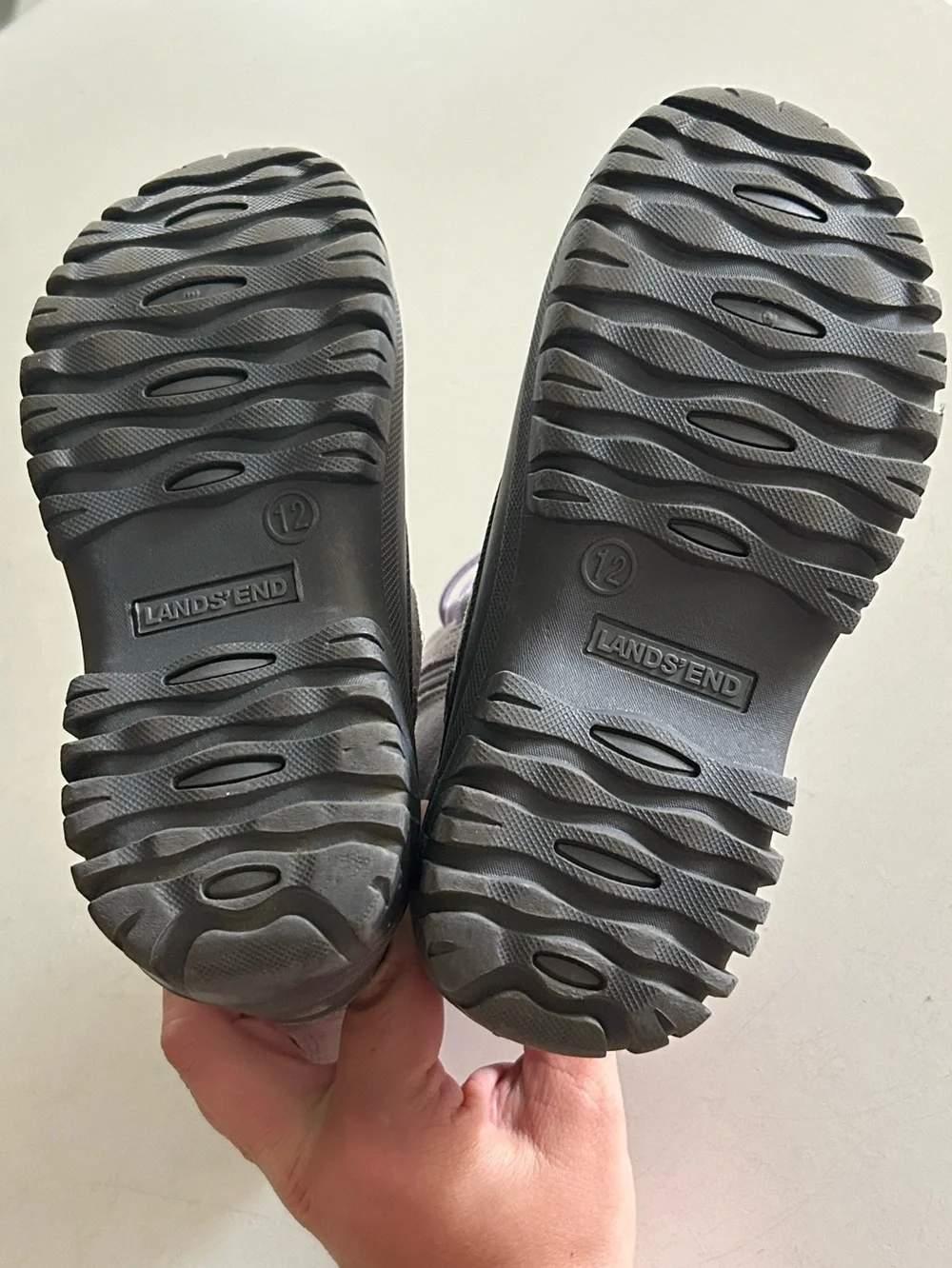 Lands' End Winter Snow Boots in Gray and Lavender | 12 girls